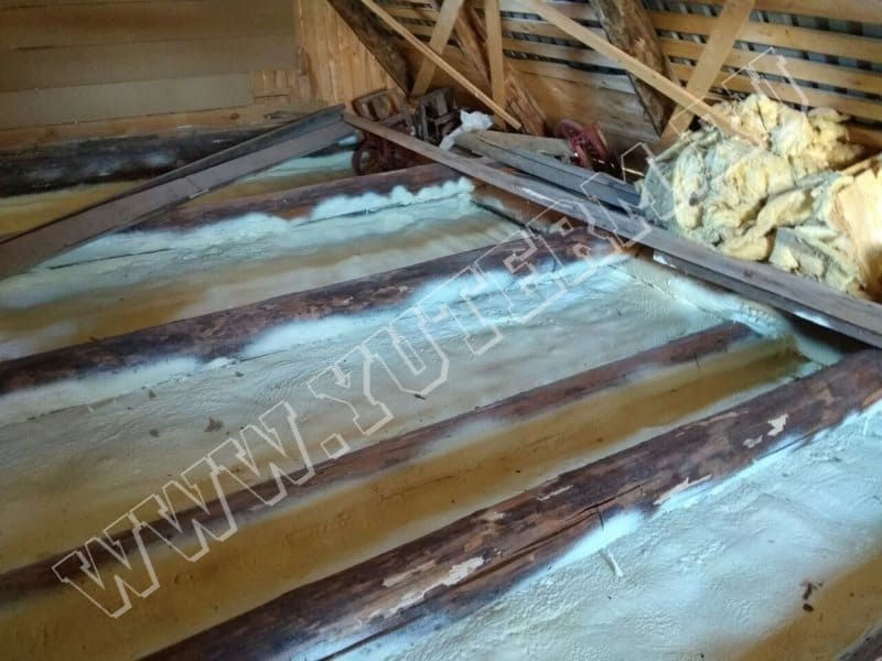 Утепление перекрытия деревянного дома жестким ППУ
